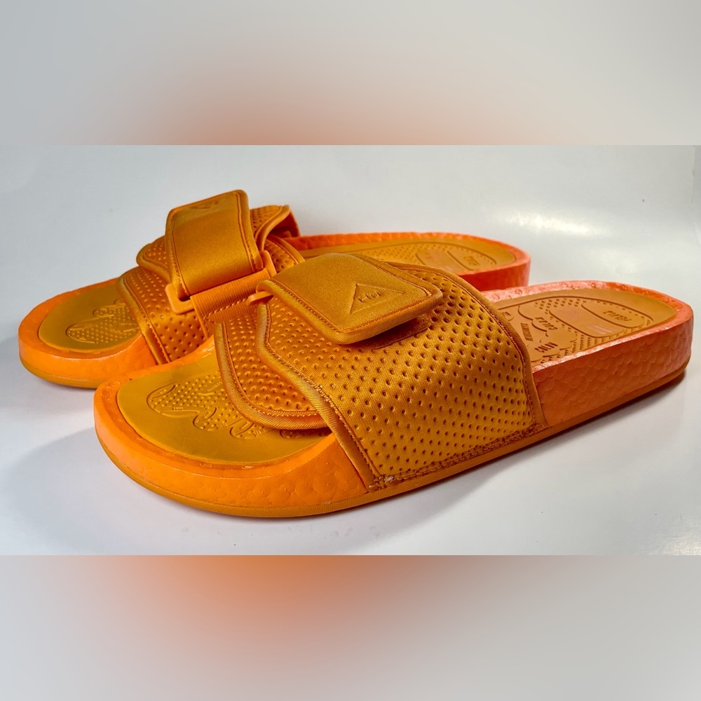 🆕 Adidas Originals Pharrell Chancletas HU Boost Slides Orange